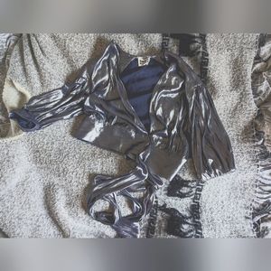 Bimba y lola metallic silver wrap shirt